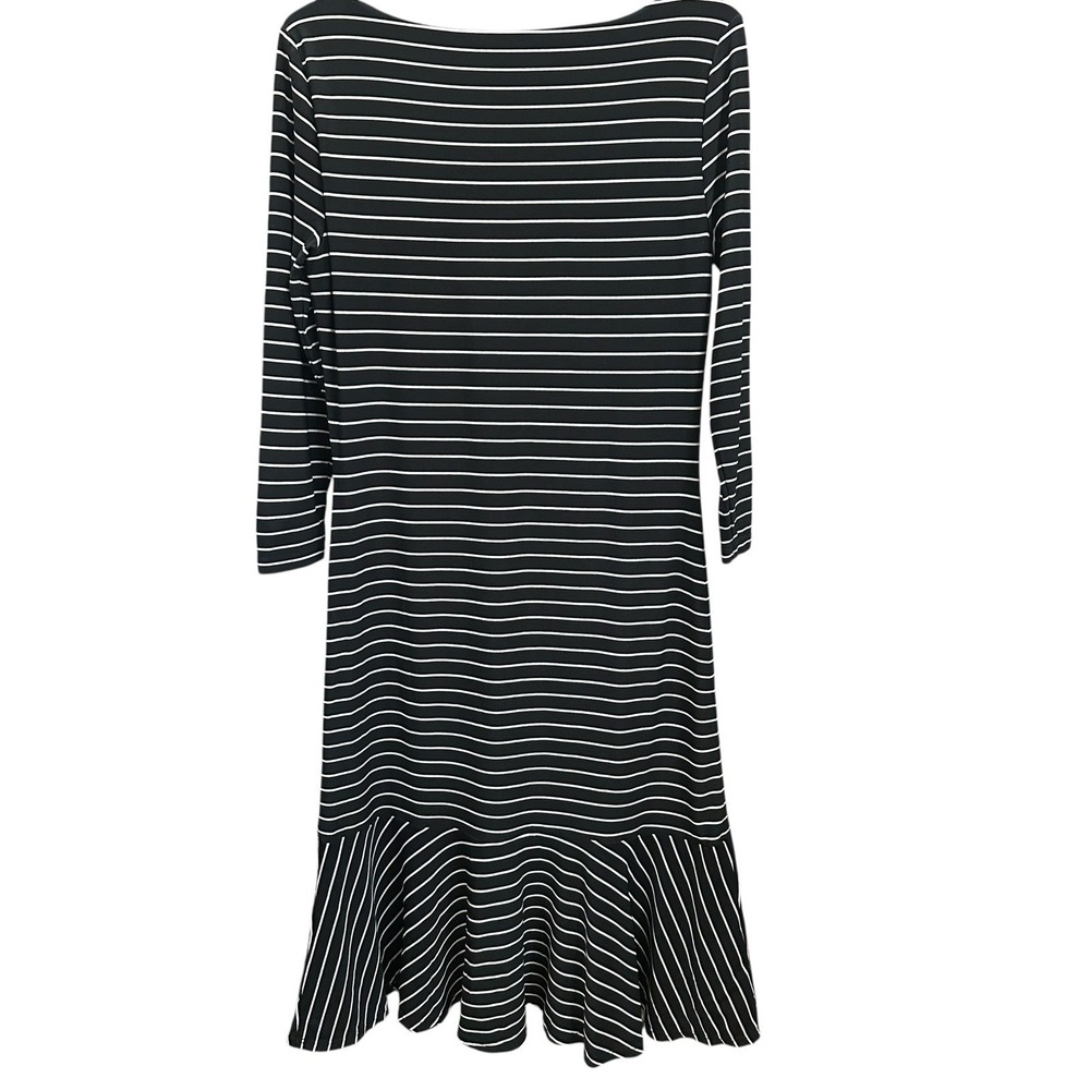 Ralph Lauren Women Stripes Black White Stretch 3/4 Sleeve Flowy Bottom Size S - Picture 2 of 6